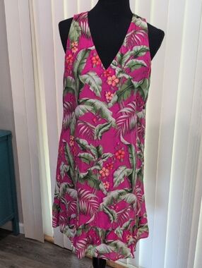 Timmy Bahama Sleeveless Cotton And Silk Tropical Dress